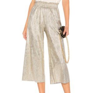 Alice + Olivia Elba Metallic Gold Cropped Pants 10